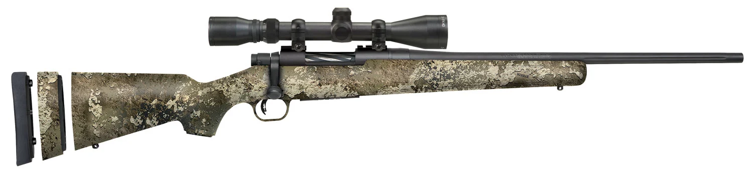 Mossberg 28065 Patriot Super Bantam 243 Win Caliber with 5+1 Capacity, 20" Fluted Barrel, Blued Metal Finish & TrueTimber Strata Synthetic Stock Right Hand (Youth) Includes 3-9x40mm Scope