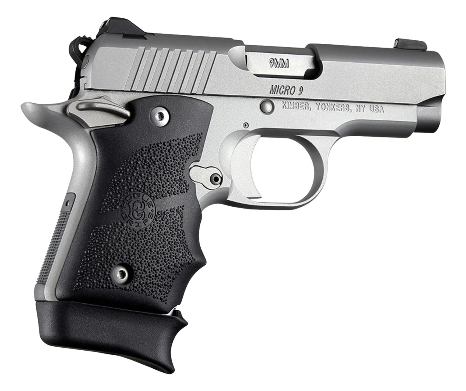 Hogue 39080 Rubber Grip Cobblestone Black with Finger Grooves for Kimber Micro 9