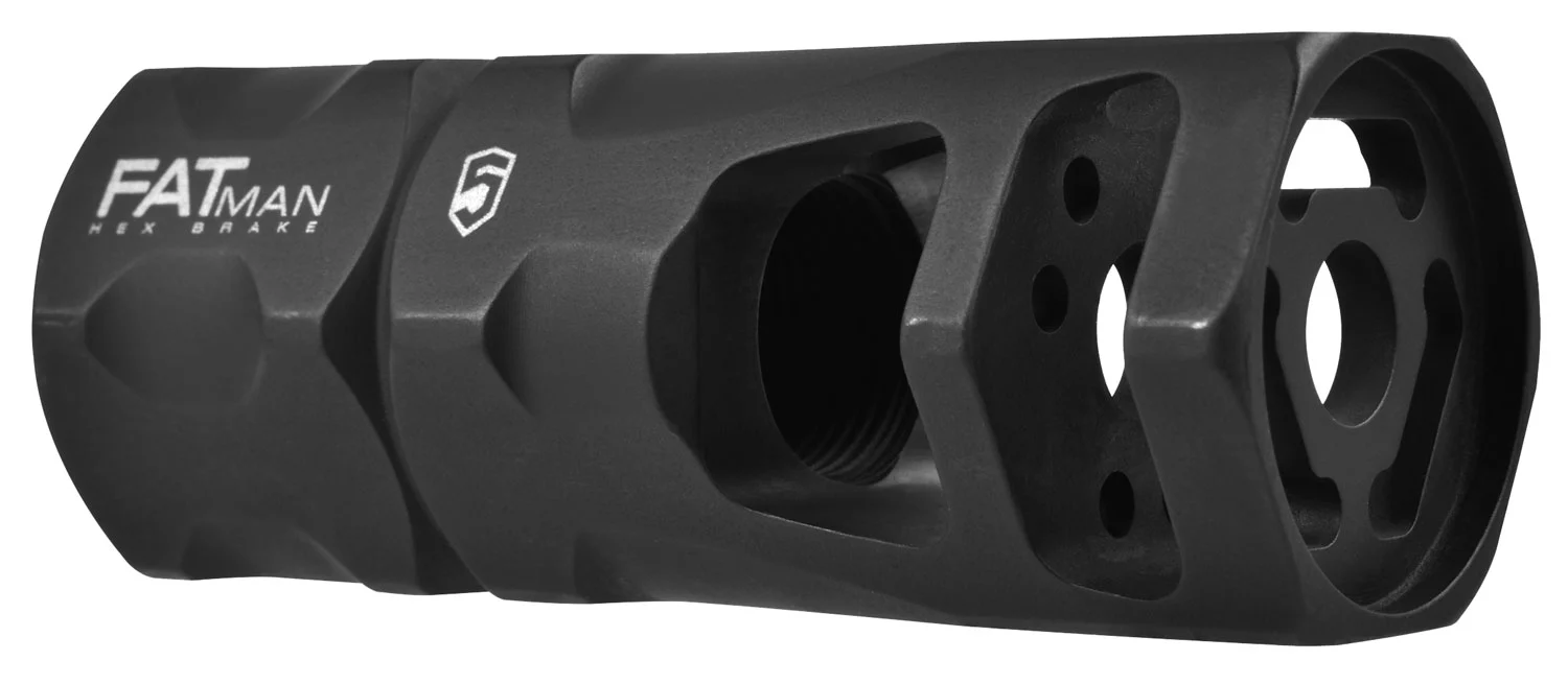 Phase 5 Weapon Systems FATMAN556 FATman Hex Brake Black Parkerized Steel with 1/2"-28 tpi Threads & 3" OAL for 223 Rem, 5.56x45mm NATO AR-Platform