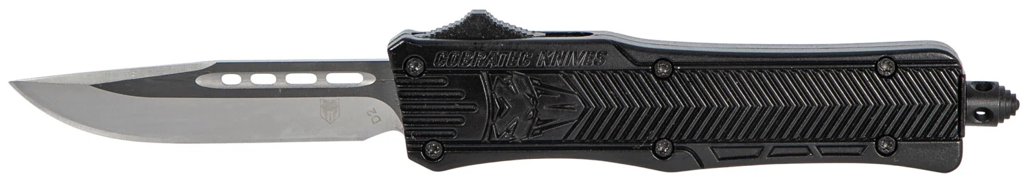 CobraTec Knives SBCTK1SDNS CTK-1 Small 2.75" OTF Drop Point Plain D2 Steel Blade/Black Aluminum Handle Features Glass Breaker Includes Pocket Clip