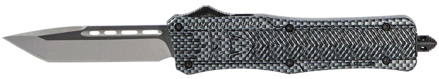 CobraTec Knives MCFCTK1MTNS CTK-1 Medium 3" OTF Tanto Plain D2 Steel Blade/Carbon Fiber Aluminum Handle Features Glass Breaker Includes Pocket Clip