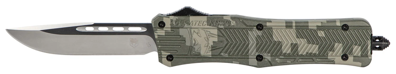 CobraTec Knives MADCCTK1MDNS CTK-1 Medium 3" OTF Drop Point Plain D2 Steel Blade/Army DigiCamo Aluminum Handle Features Glass Breaker Includes Pocket Clip