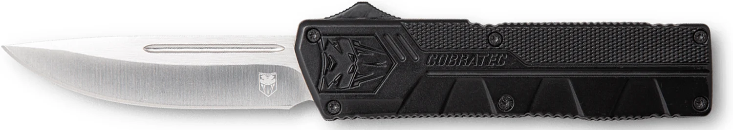CobraTec Knives BCTLWDNS Lightweight 3.25" OTF Drop Point Plain D2 Steel Blade/Black Aluminum Handle Includes Pocket Clip