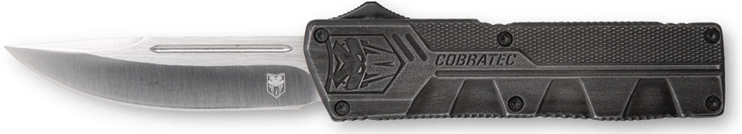 CobraTec Knives SWCTLWDNS Lightweight 3.25" OTF Drop Point Plain D2 Steel Blade/Stonewashed Aluminum Handle Includes Pocket Clip
