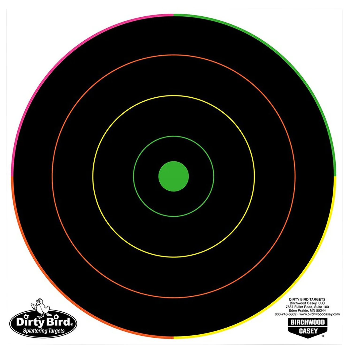 Birchwood Casey 35820 Dirty Bird 8" Bullseye Tagboard Hanging Pistol/Rifle Black/Green 20 Per Pkg