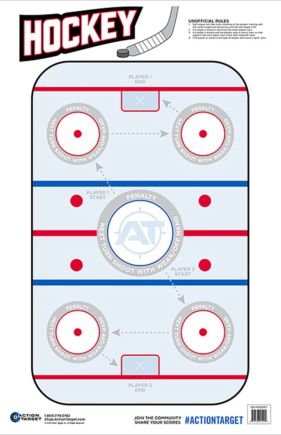 Action Target GSHOCKEY100 Entertainment Hockey Paper Hanging 23" x 35" Blue/White 100 Per Box