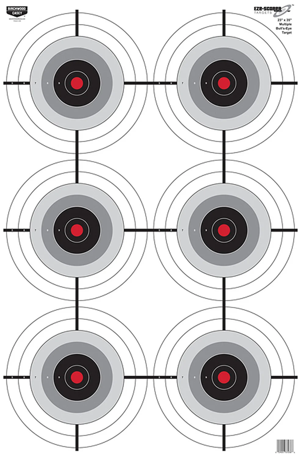 Birchwood Casey 37038 EZE-Scorer 6-Bullseye Paper Target 23" x 35" 100 Per Pack