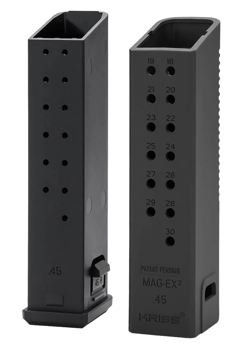 Kriss USA KVAMX2K45BL00 Mag-Ex2 Extension Kit Extended 45 ACP 30 Compatible w/ Glock 21 Gen3-5 13rd Magazines Black Polymer