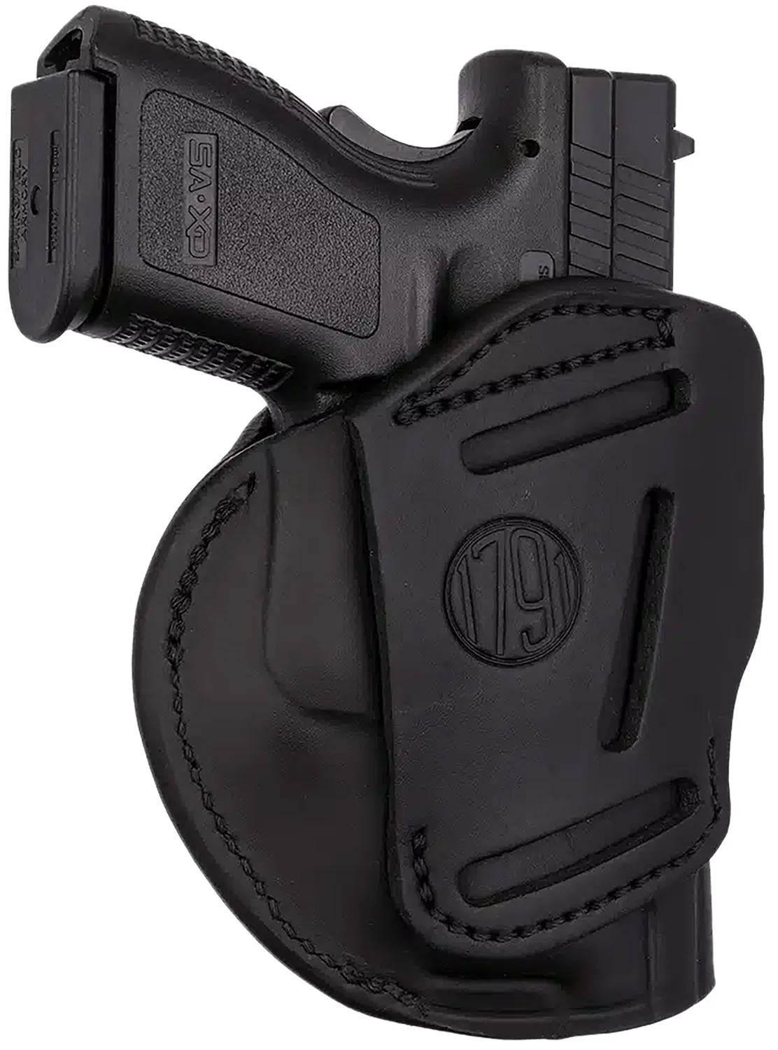1791 Gunleather 4WH5SBLL 4-Way IWB/OWB 05 Stealth Black Leather Belt Clip Fits S&W M&P/Springfield XD/Glock 17/HK VP9 Left Hand