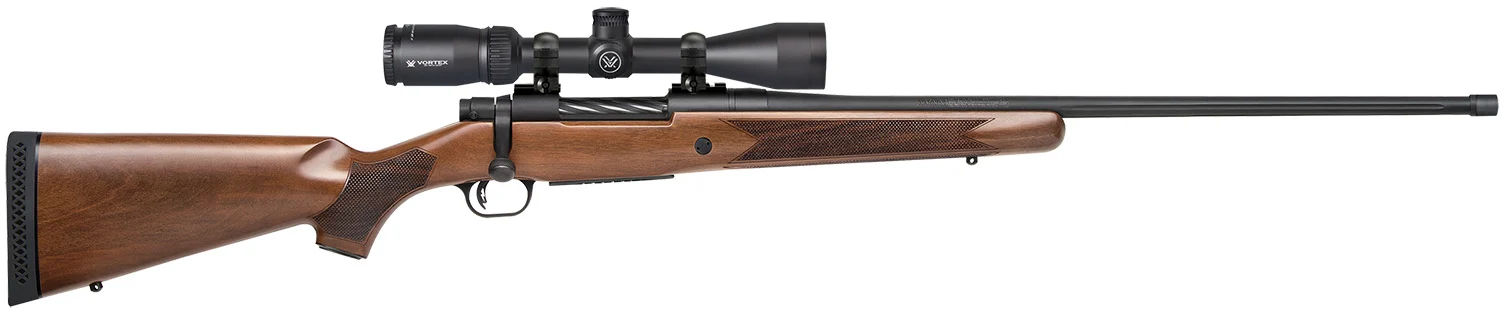 Mossberg 28124 Patriot 300 Win Mag Caliber with 3+1 Capacity, 24" Threaded/Fluted Barrel, Matte Blued Metal Finish & Walnut Stock Right Hand (Full Size) Includes Vortex Crossfire II 3-9x40mm Scope