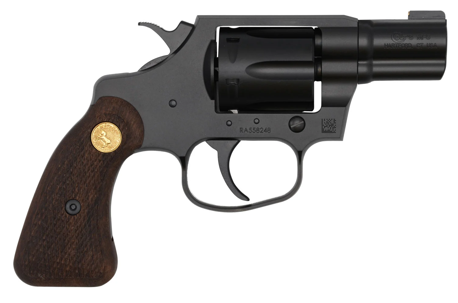 Colt Mfg COBRAMB2WBB Night Cobra 38 Special +P 6 Shot 2" Matte Black Ion Bond Steel Barrel, Cylinder & Frame, Wood Grip