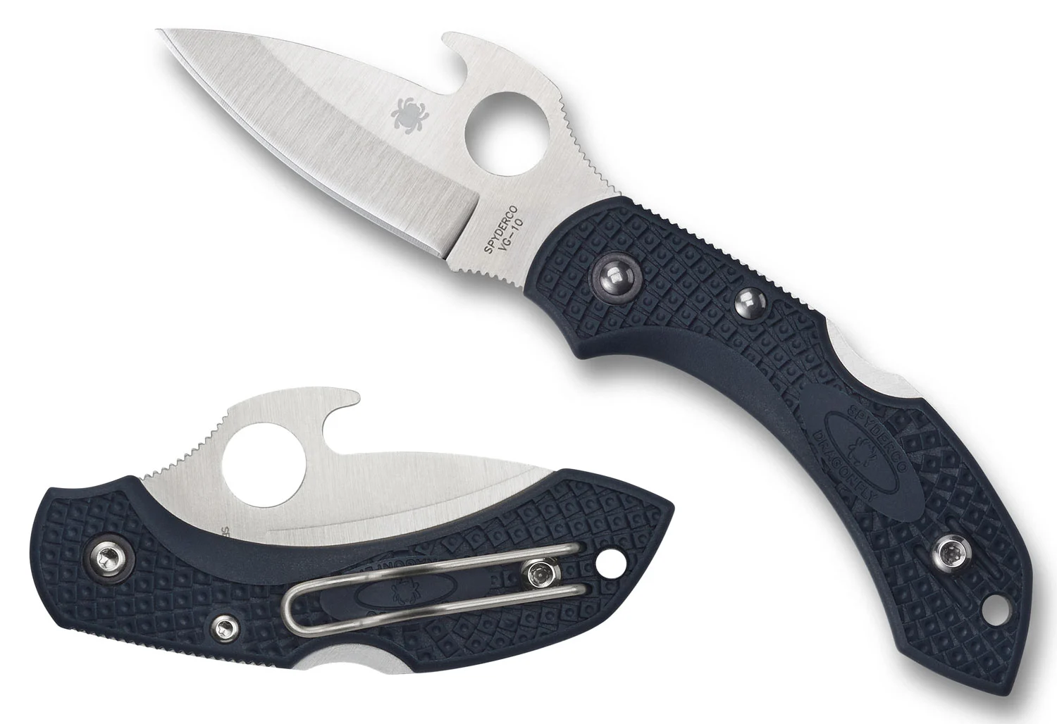 Spyderco C28PGYW2 Dragonfly 2 2.28" Folding Drop Point Plain VG-10 SS Blade Gray Bi-Directional Texturing FRN Handle Includes Pocket Clip