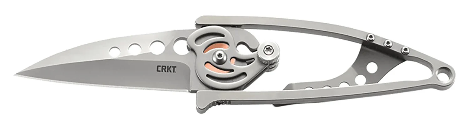 CRKT 5102N Snap Lock 2.55" Folding Drop Point Plain Bead Blasted 420J2 SS Blade/Stainless Steel Handle Features Money Clip Includes Pocket Clip