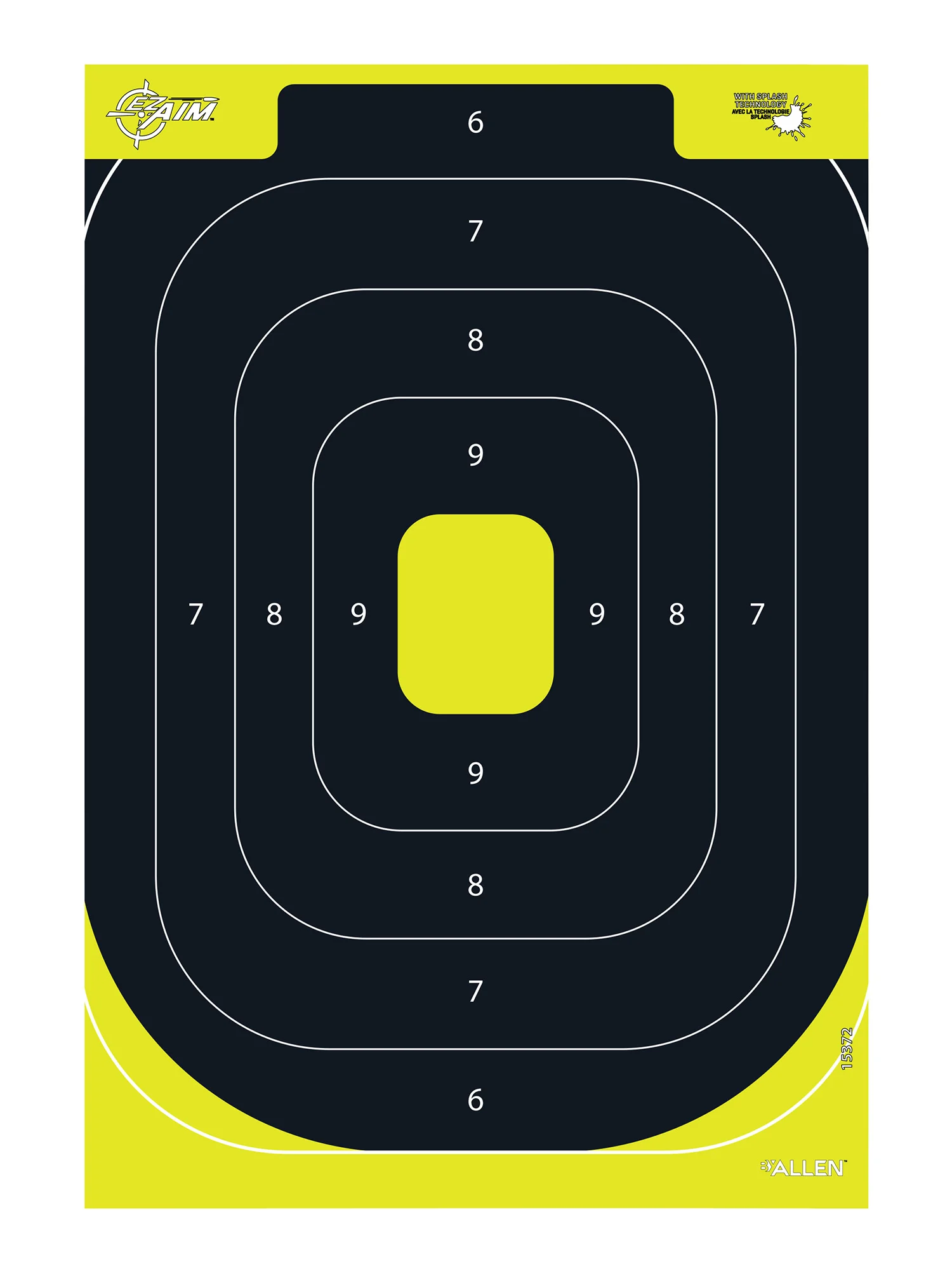 EZ-Aim 15372 Splash Reactive Target IPSC Silhouette Paper Hanging 12.50" W X 18.25" H Black/Yellow 8 Per Pkg