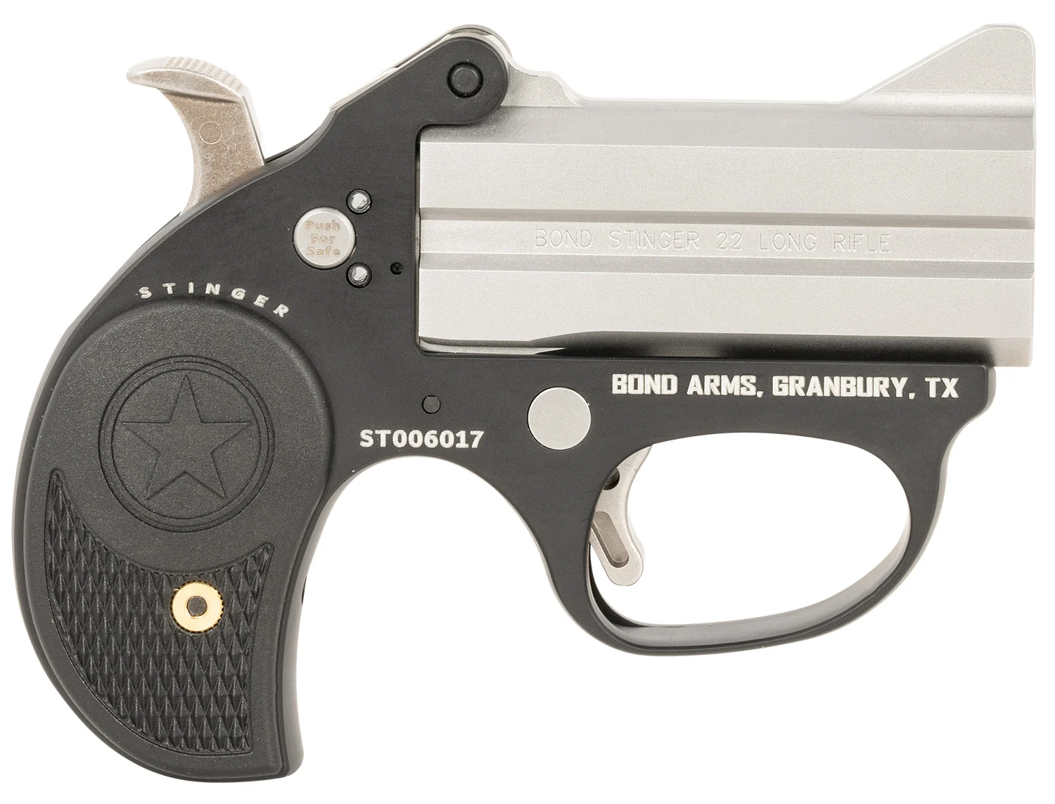 Bond Arms BAST Stinger 22 LR 2rd, 3" Double Matte Stainless Steel Barrel, Anodized Aluminum Frame, Black Nylon Grip, Rebounding Hammer, Crossbolt Safety