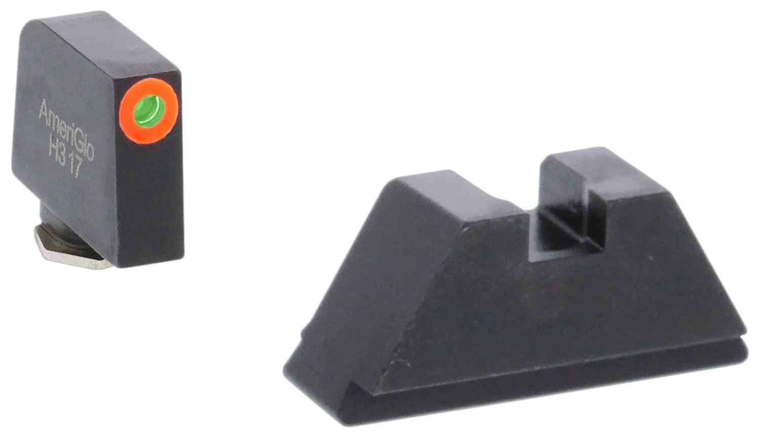 AmeriGlo GL511 Optic Compatible Sight Set for Glock XL Tall Green Tritium Orange Outline Front Sight-Green Tritium Black Rear Sight