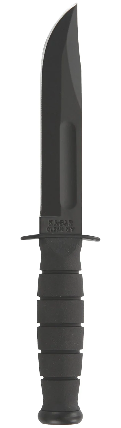 Ka-Bar 1256 Fighting/Utility 5.25" Fixed Clip Point Plain Black 1095 Cro-Van Blade, Black Kraton G Handle, Includes Sheath