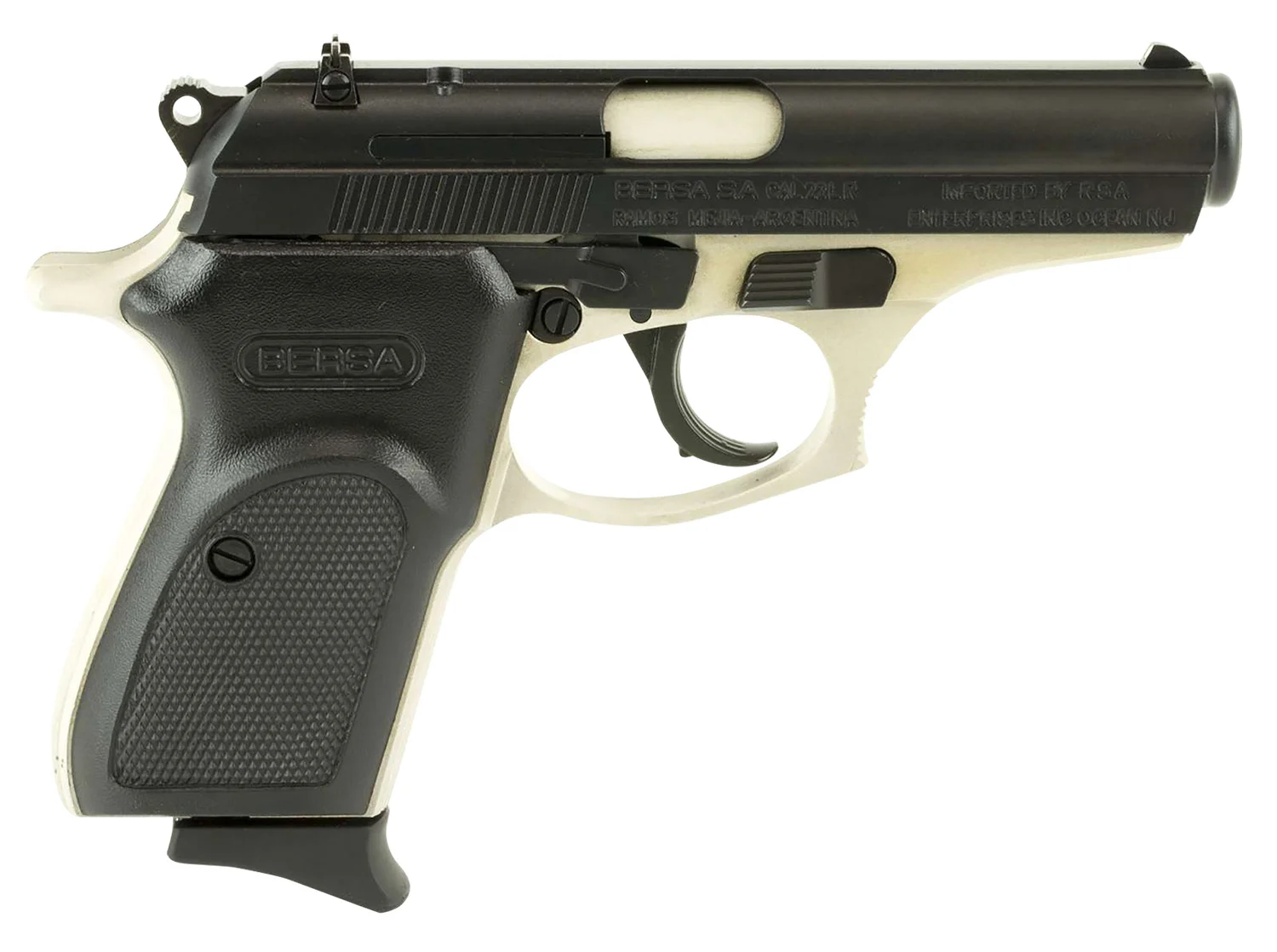 Bersa T22DT Thunder Micro-Compact Frame 22 LR 10+1 3.50" Nickel Steel Barrel, Matte Black Serrated Slide, Nickel Aluminum Frame w/Beavertail