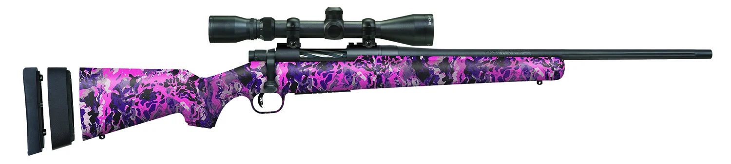 Mossberg 28142 Patriot Super Bantam 243 Win Caliber with 5+1 Capacity, 20" Fluted Barrel, Matte Blued Metal Finish & Muddy Girl Wild Synthetic Stock Right Hand (Youth) Includes 3-9x40mm Scope