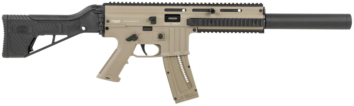 Mauser Rimfire 4150024 M-15 SD Full Size 22 LR 22+1 16.50" Black Tan Steel Receiver Side Folding w/Adj Cheekrest Black Synthetic Stock Right Hand