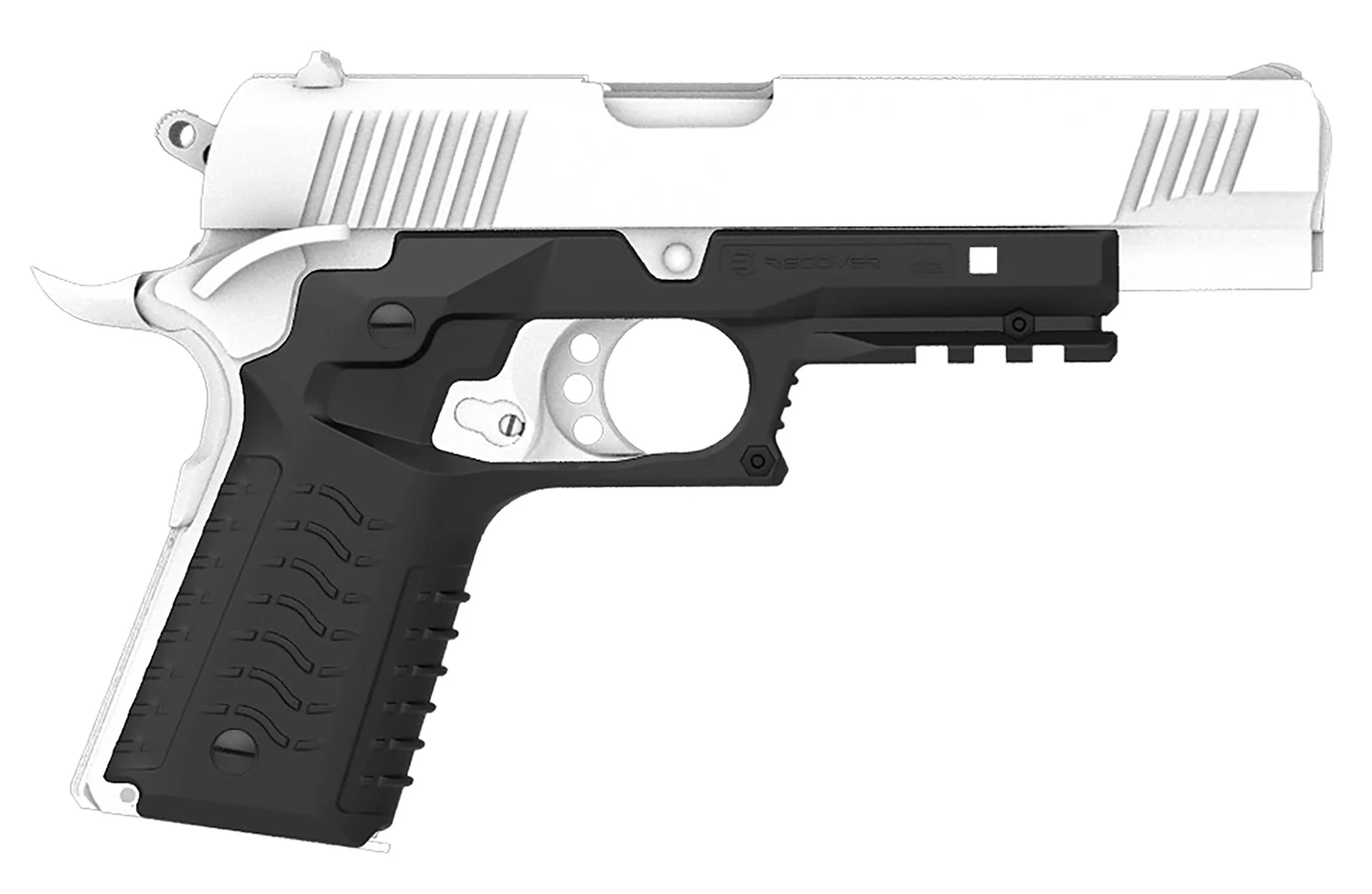 Recover Tactical CC3H-01 Grip & Rail System Black Polymer Picatinny for Standard Frame 1911