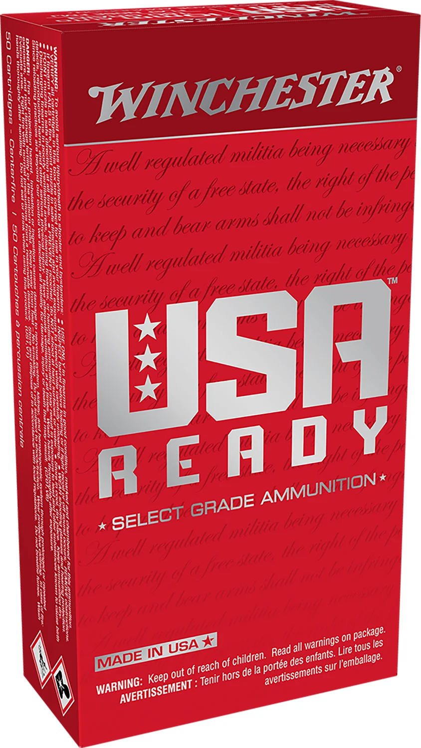 Winchester Ammo RED10 USA Ready 10mmAuto 180gr Full Metal Jacket Flat Nose 50 Per Box/10 Case