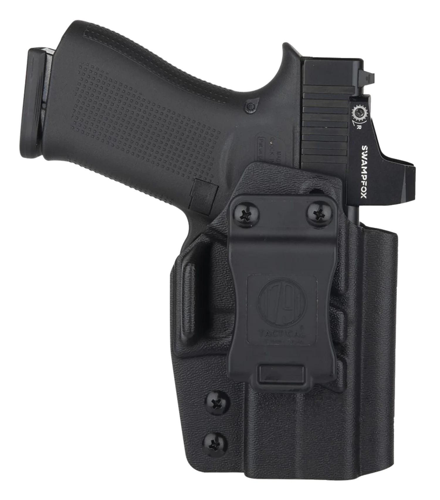 1791 Gunleather TACIWBG43XMOSBLKL Tactical Kydex IWB Black Kydex Belt Clip Compatible w/Glock 43/43X/43X MOS/48 Left Hand