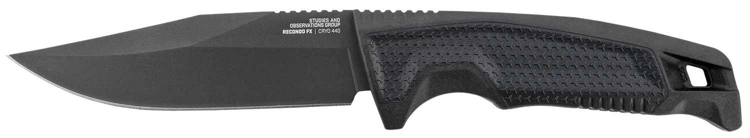 S.O.G SOG17220157 Recondo FX 4.60" Fixed Plain Satin TiNi Full Tang Cryo 440C SS Blade/ Black Overmolded GRN Handle
