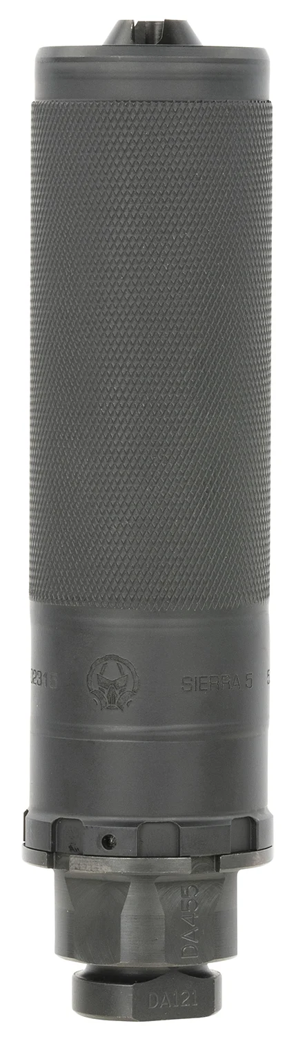 Dead Air SIERR5XM Sierra-5 5.56mm 1.50"D 1/2"-28 tpi Thread Pattern Made of Stellite Baffles & Stainless Steel Tube with Black Cerakote Finish Includes Xeno Flash Hider & Mount