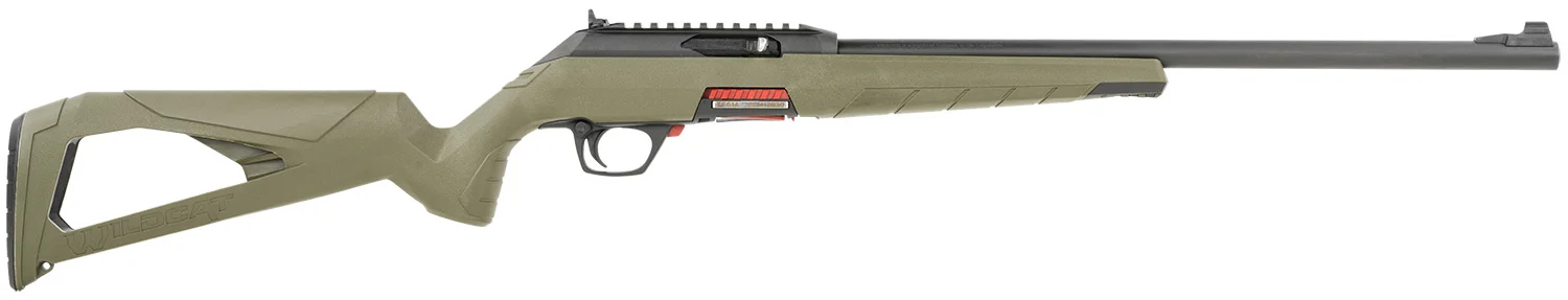 Winchester Repeating Arms 521139102 Wildcat Full Size 22 LR 10+1 18" Matte Blued Sporter Barrel, Picatinny Rail Matte Black Polymer Receiver, OD Green Skeletonized Synthetic Stock, Ambidextrous