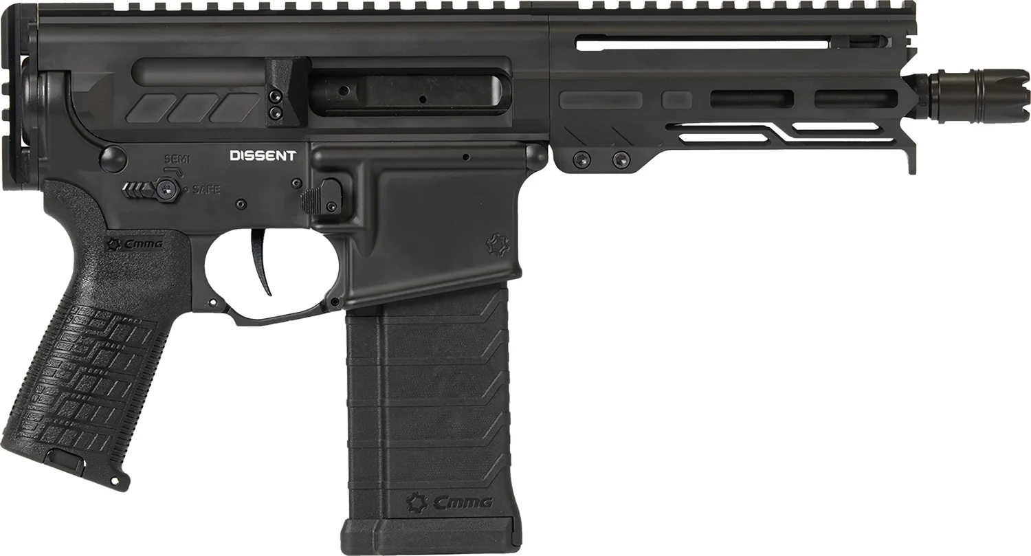 CMMG 54AA847AB Dissent 5.7x28mm 32+1 6.50", Black Cerakote Rec, OEM Grip, Picatinny Buffer Adapter, Zeroed Drop-In Single Stage Trigger