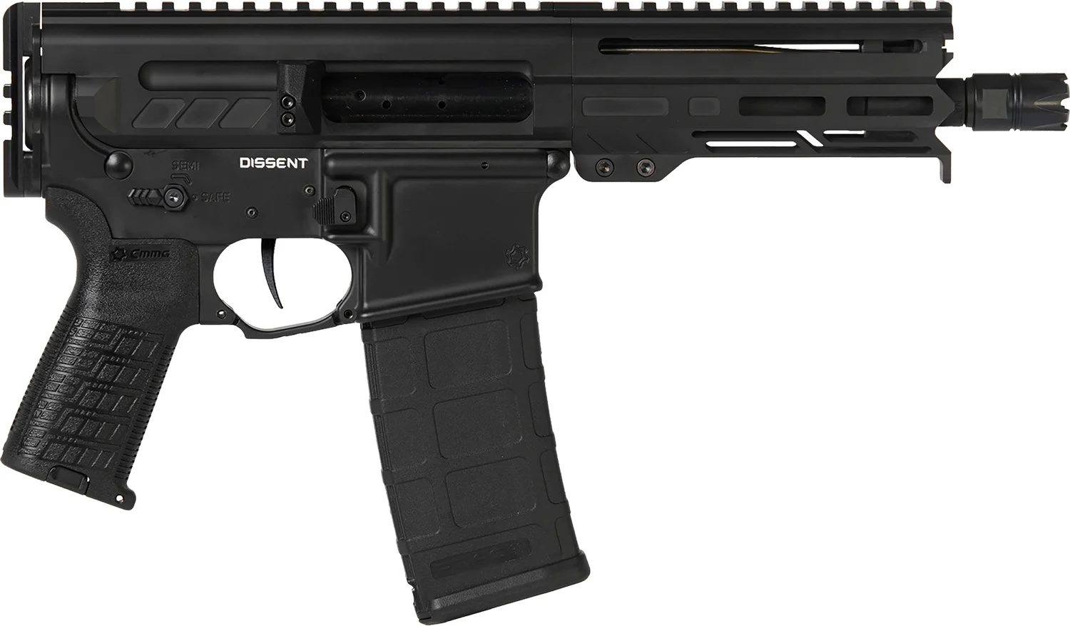 CMMG 55A938FAB Dissent 5.56x45mm NATO 30+1 6.50", Black Cerakote Rec, OEM Grip, Picatinny Buffer Adapter, Zeroed Drop-In Single Stage Trigger
