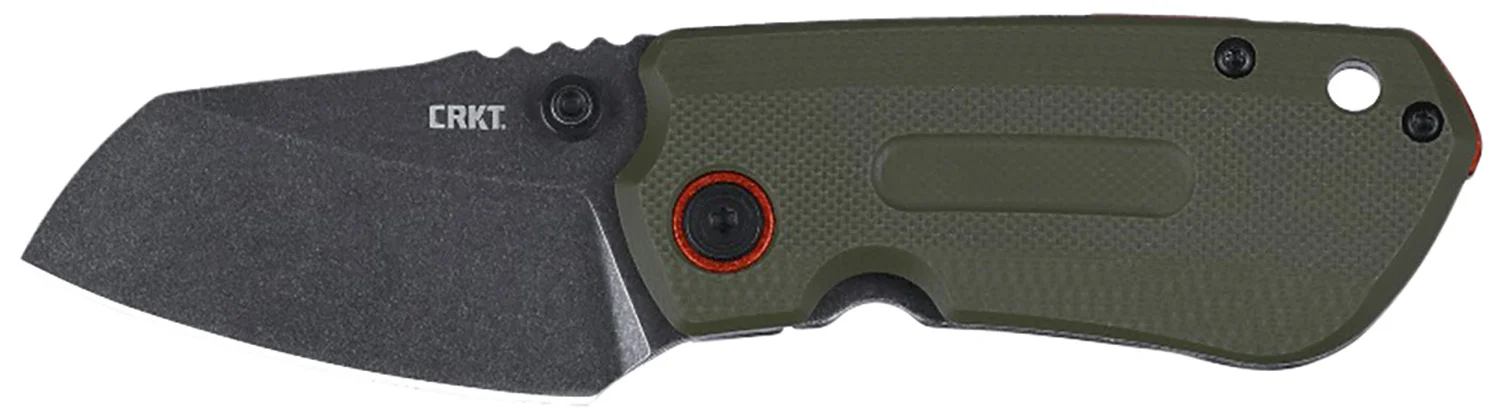 CRKT 6277 Overland Compact 2.24" Folding Plain Stonewashed D2 Steel Blade, Green w/Orange Accents G10/SS Handle, Includes Pocket Clip