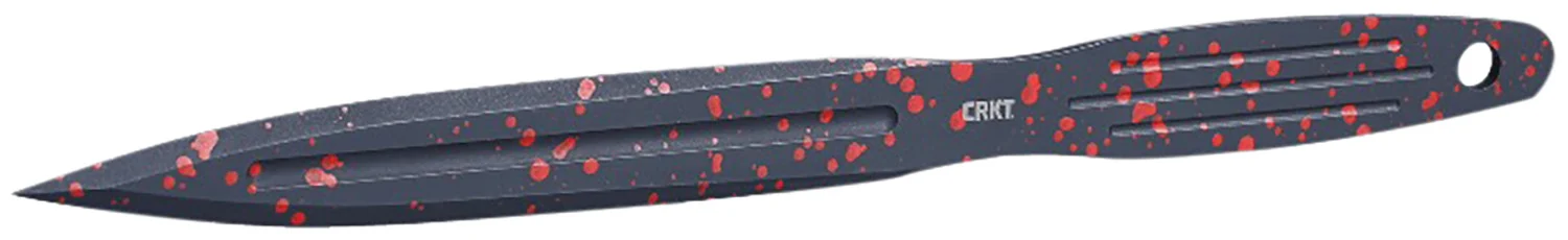 CRKT K930RKP Onion Throwing Knives 6.25" Fixed Spear Point Plain Non-Sharp Black/Red Spatter 1050 High Carbon Includes Sheath 3 Blades