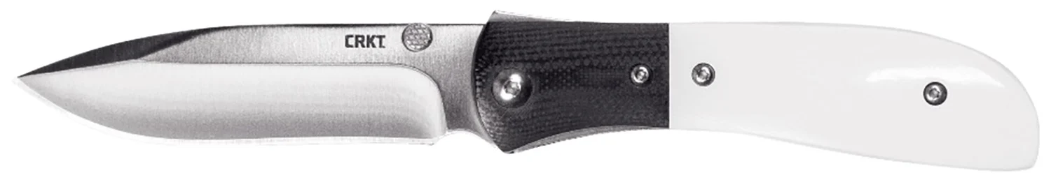 CRKT M4-02M M4-02M 3.25" Plain Satin 8Cr13MoV SS Blade Black/White Resin Infused Fiber w/G10 Bolster Handle Includes Pocket Clip