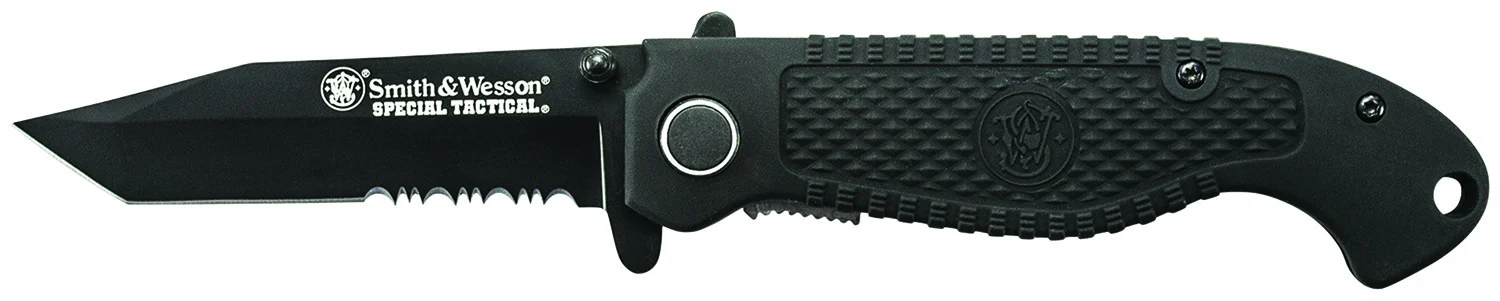 Smith & Wesson Knives CKTACBSCP Special Tactical 3.50" Folding Part Serrated Stainless Steel Blade 4.60" Black
