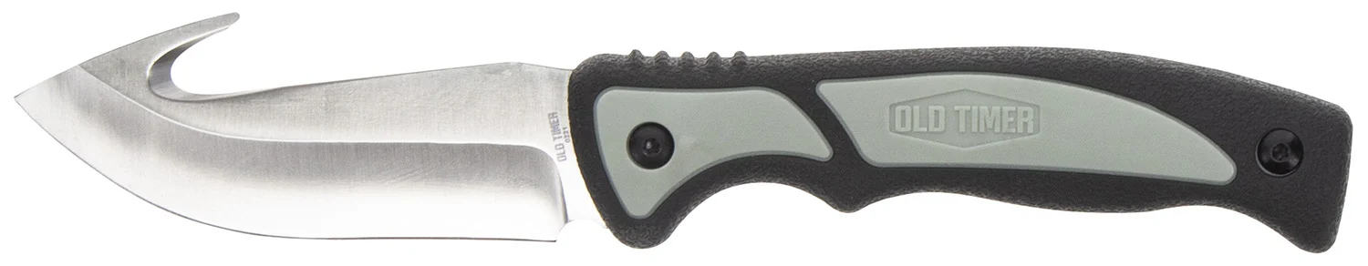 Old Timer 1137138 Trail Boss 3.70" Fixed Gut Hook Plain Stainless Steel Blade, TPE Handle Includes Sheath