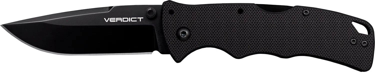 Cold Steel CSFLC3SP10A Verdict 3" Folding Spear Point Plain Black Matte AUS-10A SS Blade/Black G10 Handle Includes Belt Clip