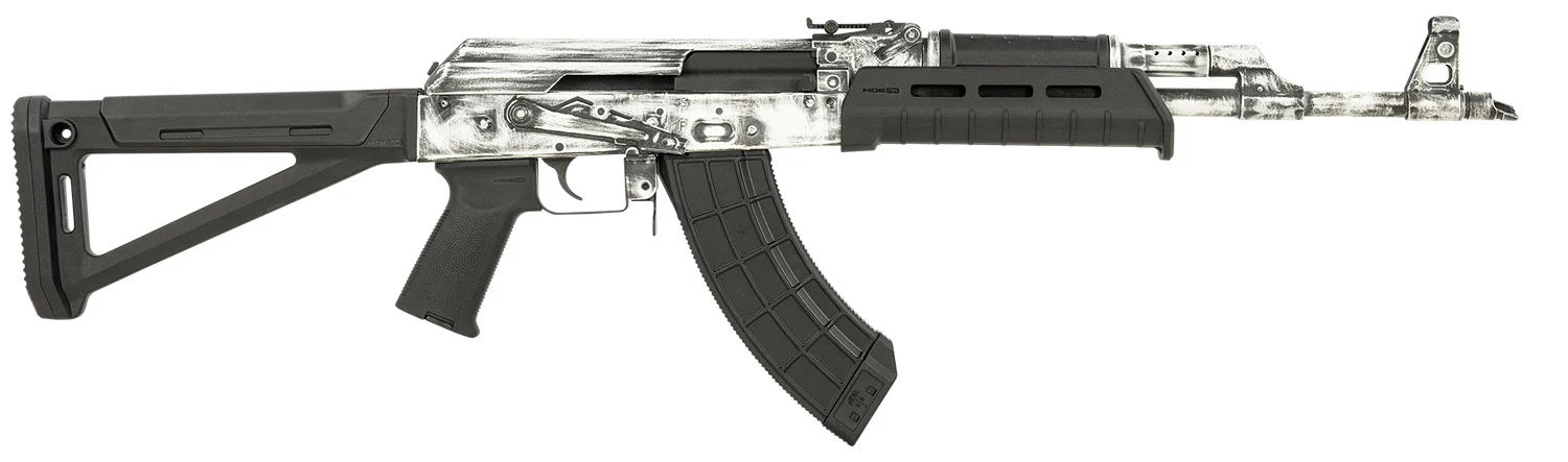 Century Arms RI4997N VSKA 7.62x39mm 30+1 16.50" Barrel w/Chevron Muzzle Brake, White Distressed Aluminum Receiver, Black Magpul MOE AK Stock, MOE Pistol Grip & Ultimak Handguard