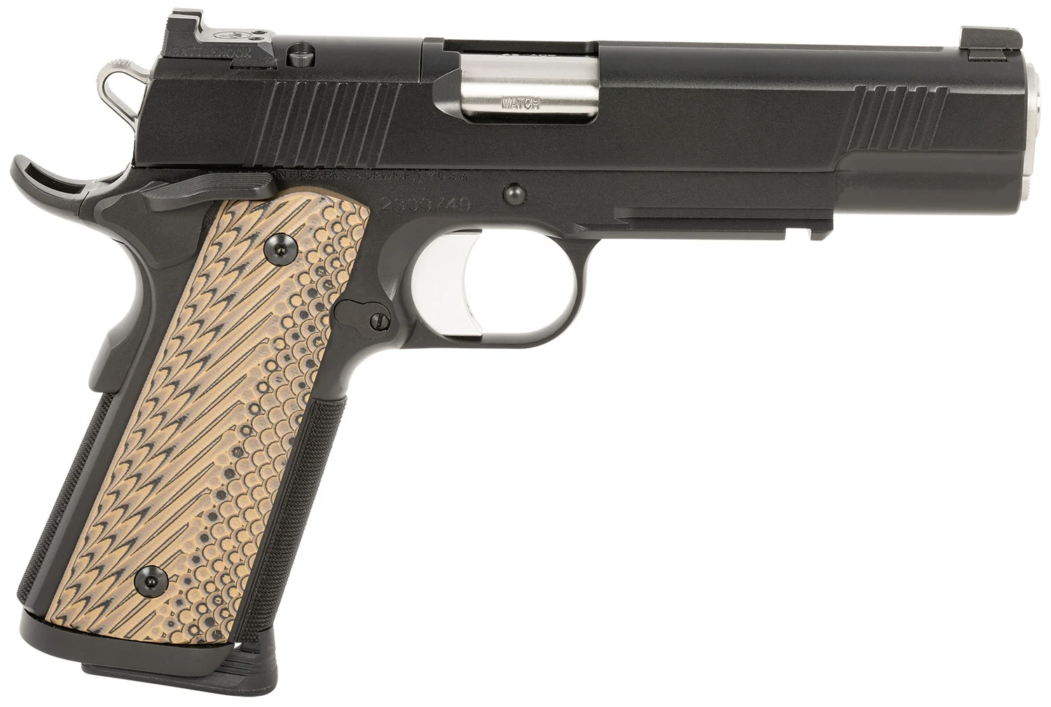 Dan Wesson 01799 Specialist 45 ACP 8+1 (2) 5" Match Grade Stainless Barrel, Black, Beavertail Frame with Pic. Rail, Optic Cut Serrated Side, Black/Brown G10 Grip, Night Sights