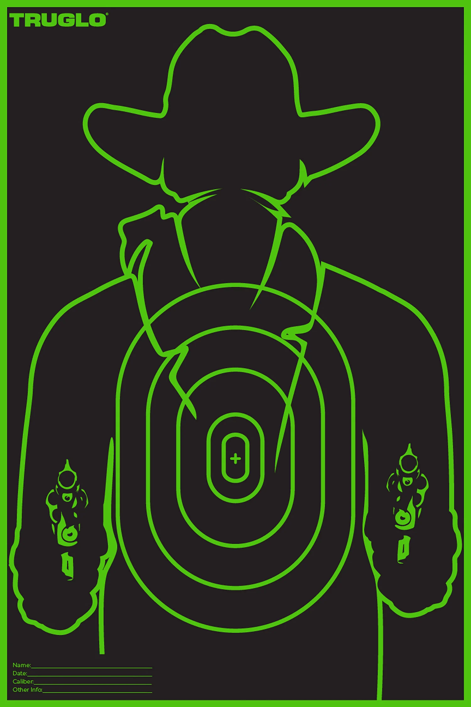 TruGlo TG16A6 Tru-See Gunslinger Target Self-Adhesive Heavy Paper Black/Green 12"x18" Cowboy 6 Pack