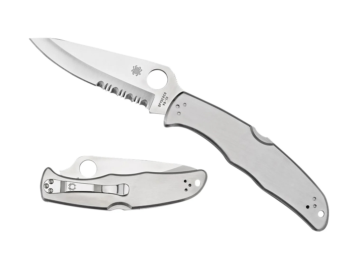 Spyderco C10PS Endura 4 3.85" Folding Plain Satin VG-10 SS Blade/Satin Stainless Steel Handle Includes Pocket Clip