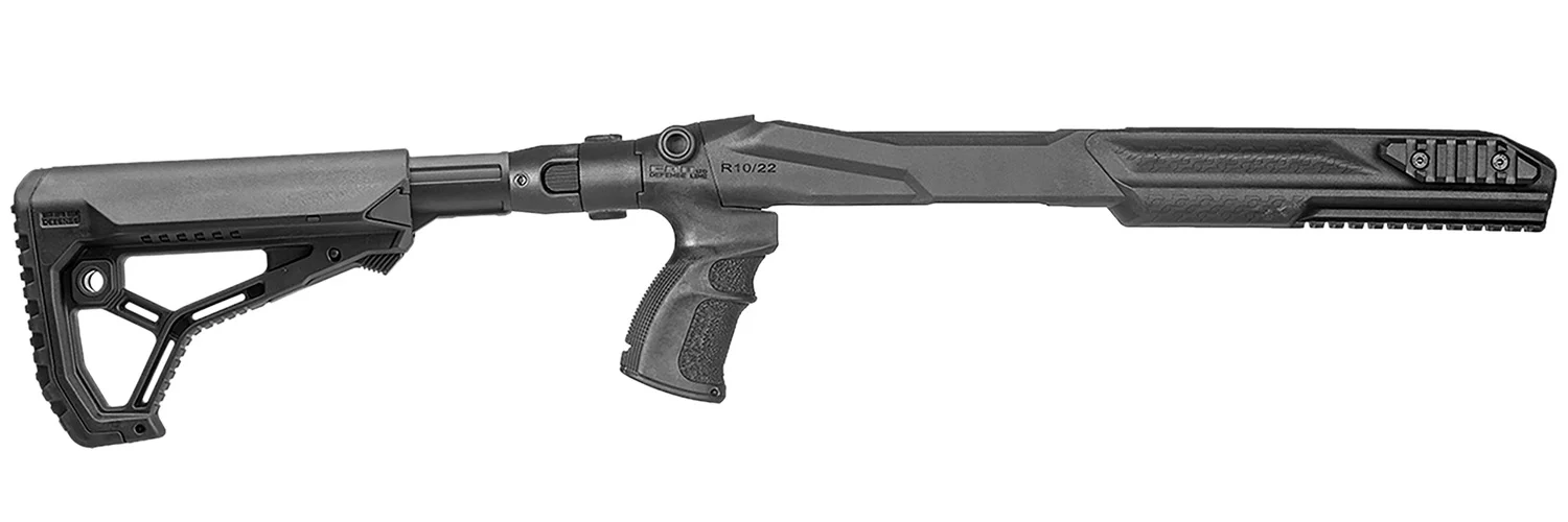 FAB Defense FXM4R1022B M4 Conversion Kit Chassis, Black, Adj. Folding GL-CORE Stock, Finger Groove Pistol Grip, Pic. Accessory Rails, Fits Ruger 10/22 (Standard & Bull Barrels)