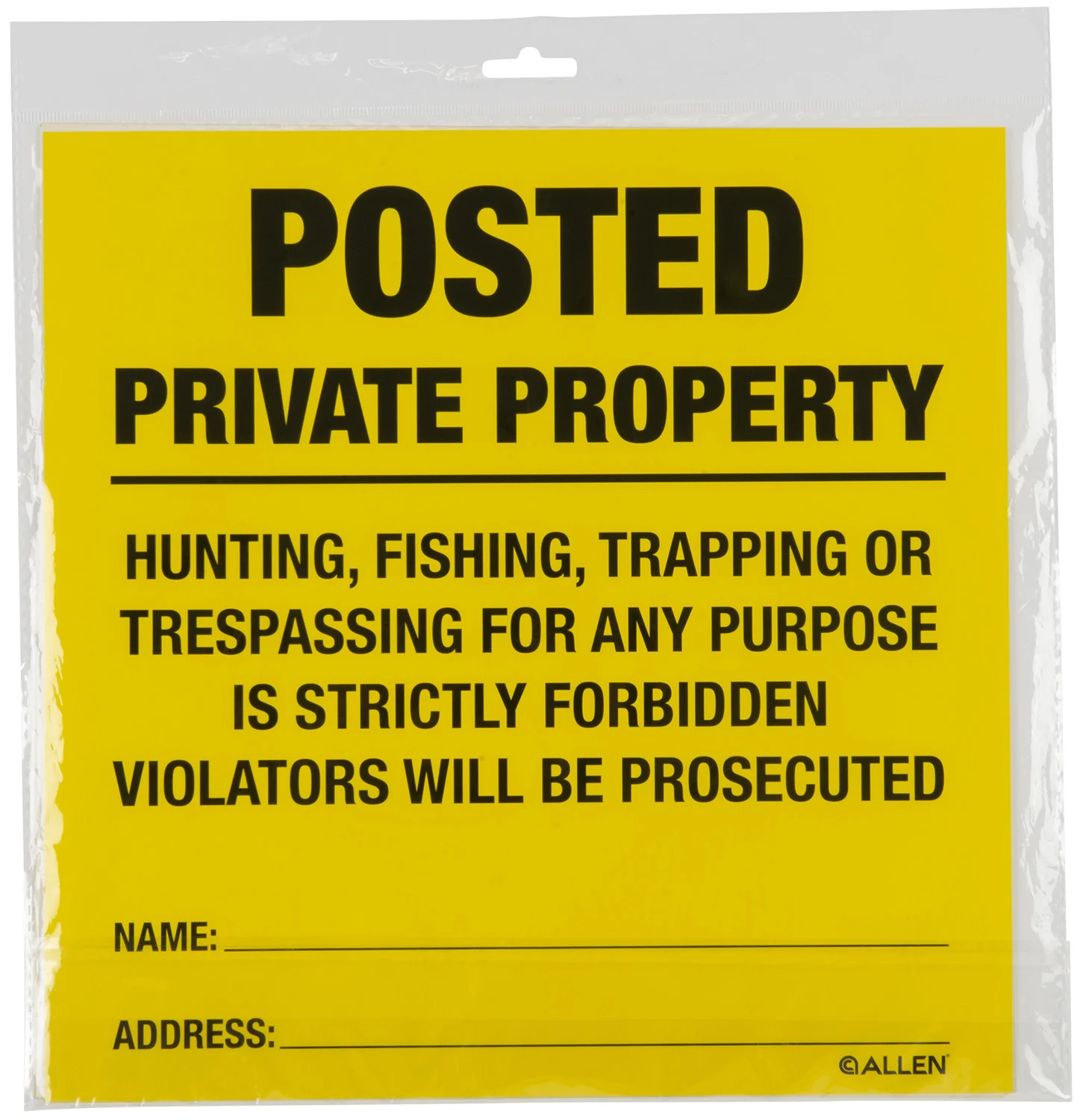 ALLEN 15824 POSTED NO TRESPASSING SIGN 12 PK