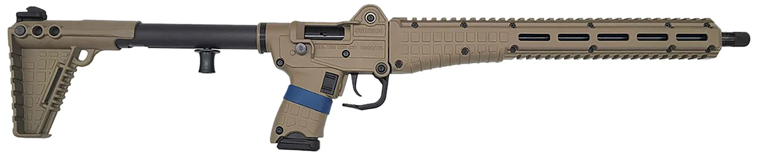 Kel-Tec SUB2K9GLKTAN SUB2000 Gen3 9mm Luger 15+1 16.15" Black Steel Threaded Barrel, Tan Picatinny Rail Aluminum Receiver, Black Synthetic Folding Stock, Black Polymer Grip