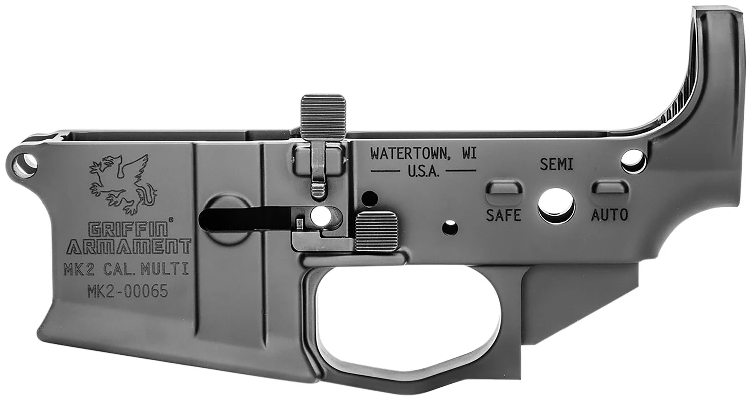 Griffin Armament MK2AL MK2 Stripped Lower Receiver 7075-T6 Aluminum Black Anodized for AR-15