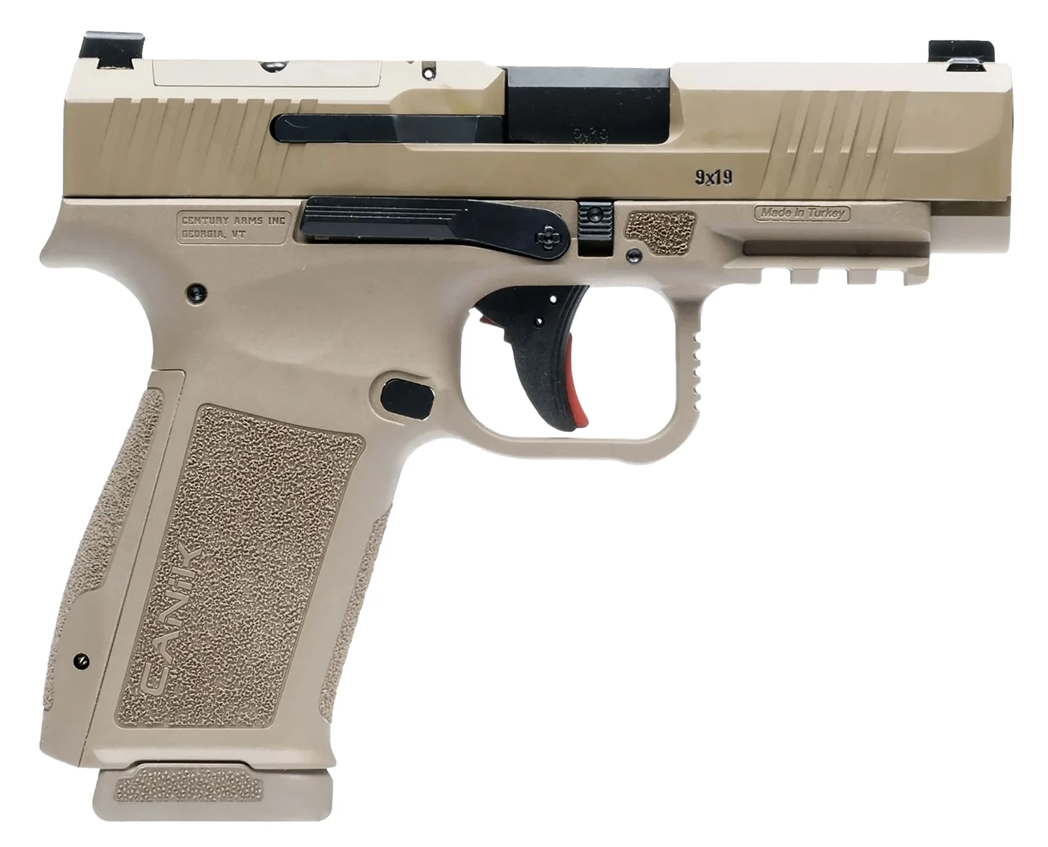 Canik HG7883DN Mete MC9LS Sub-Compact Frame 9mm Luger 17+1 3.64" Black Steel Barrel Flat Dark Earth Serrated Steel Slide, Flat Dark Earth Polymer Frame w/Picatinny Rail, Interchangeable Backstrap Grip