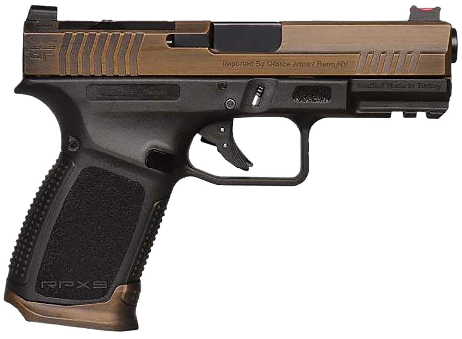 Gforce Arms GFRPX3C9BT Exodus 9mm Luger 15+1 4.02" Black Steel Barrel, Bronze Cerakote Serrated Steel Slide, Black Cerakote Polymer Frame w/Accessory Rail, Black Textured Grip