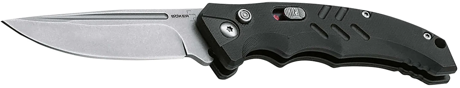 Boker 01BO482 Intention II Folding Drop Point Plain D2 Steel Blade Black G10 Handle