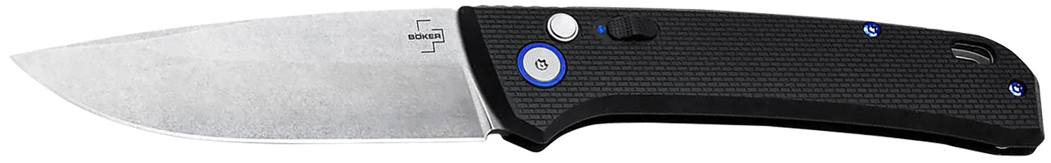 Boker 01BO920 FRND 3.35" Drop Point Plain Stonewashed D2 Steel Blade 4.52" Black Grivory Handle